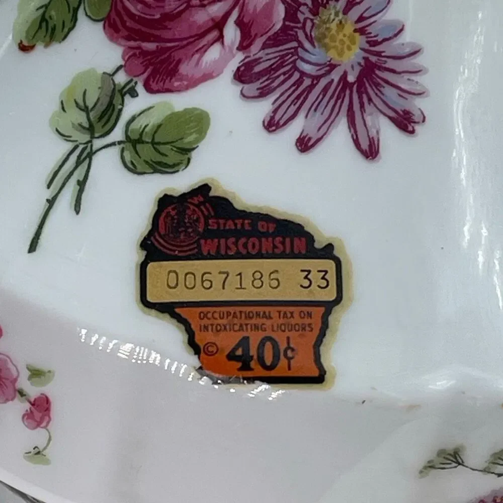 Vintage Limoges porcelain decanter Chantilly pattern crème de Menthe